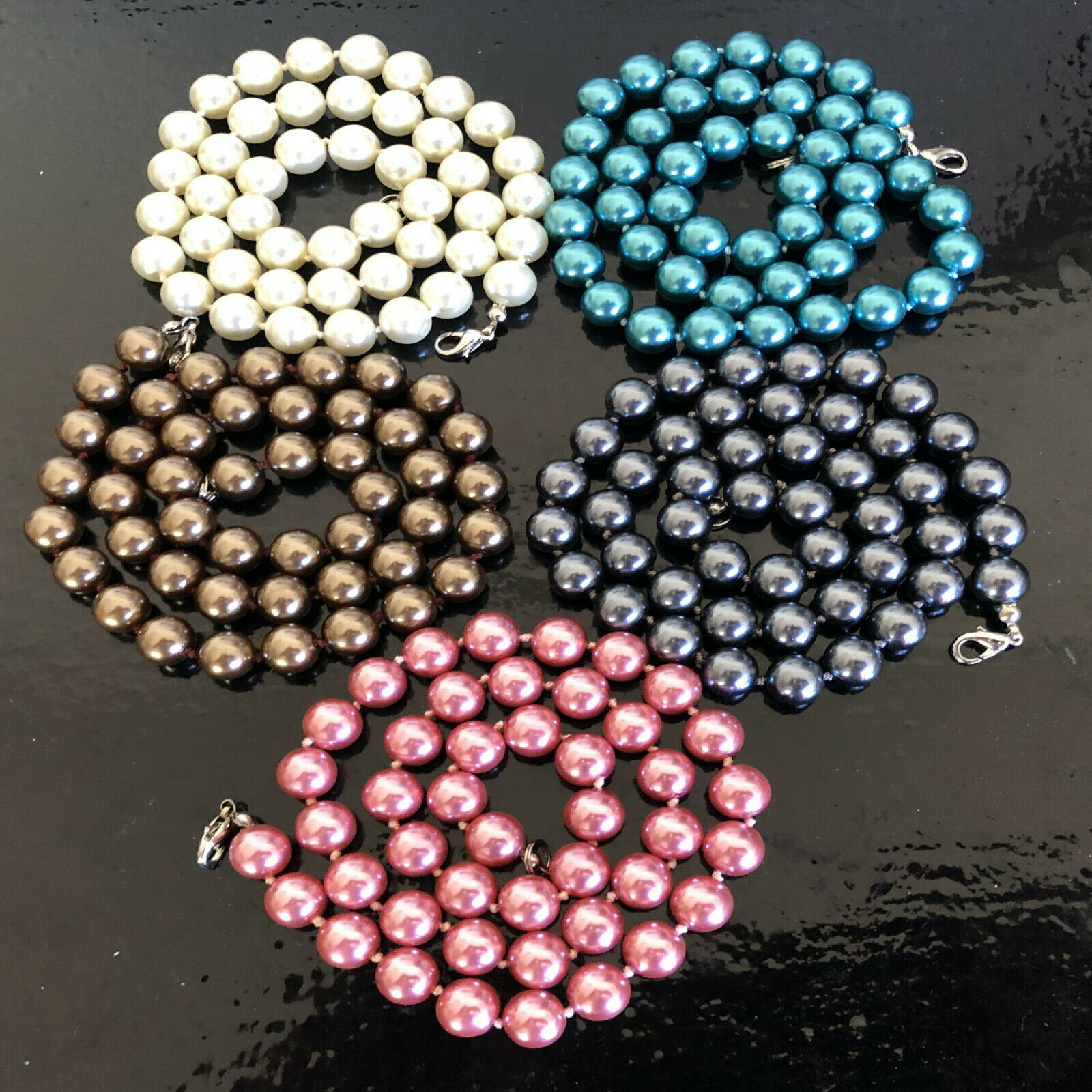 Collana perle donna da 50 cm girocollo con perla di 10 mm colorata tonda bianca